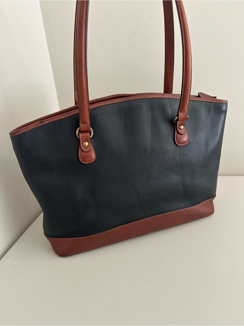 Vintage Coach Wendell Tote 4233 Sheridan Black Leather 90s Catalog RARE Tan